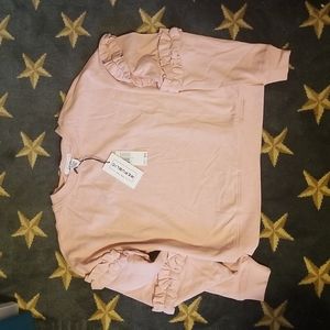 For The Republic Pink Long Ruffled Sleeve Top, size S